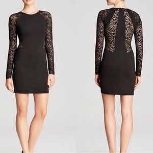 Parker Naomi Long Sleeve Lace Mini Dress in Black Size S